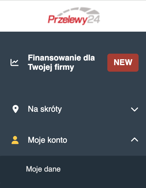 Zakładka Moje dane w panelu Przelewy24