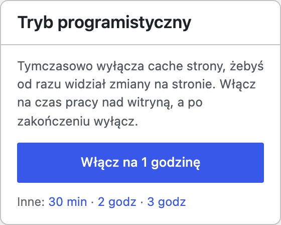 Karta Tryb programistyczny na Pulpicie wtyczki