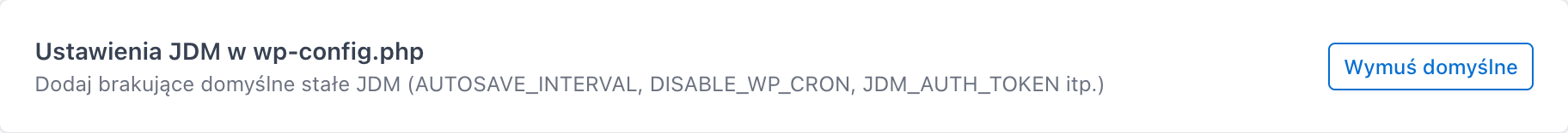 Karta Ustawienia JDM w wp-config.php