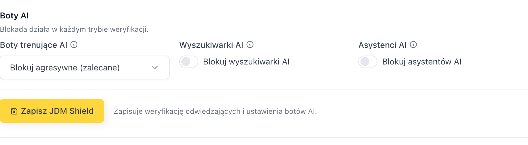Ustawienia botów AI w JDM Shield